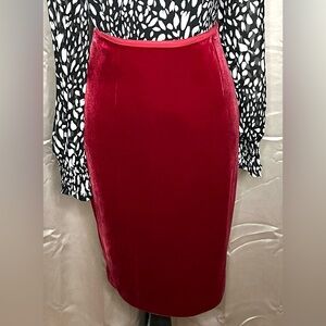 NWT - WHBM Elegant Red Velvet Skirt.  Size 2